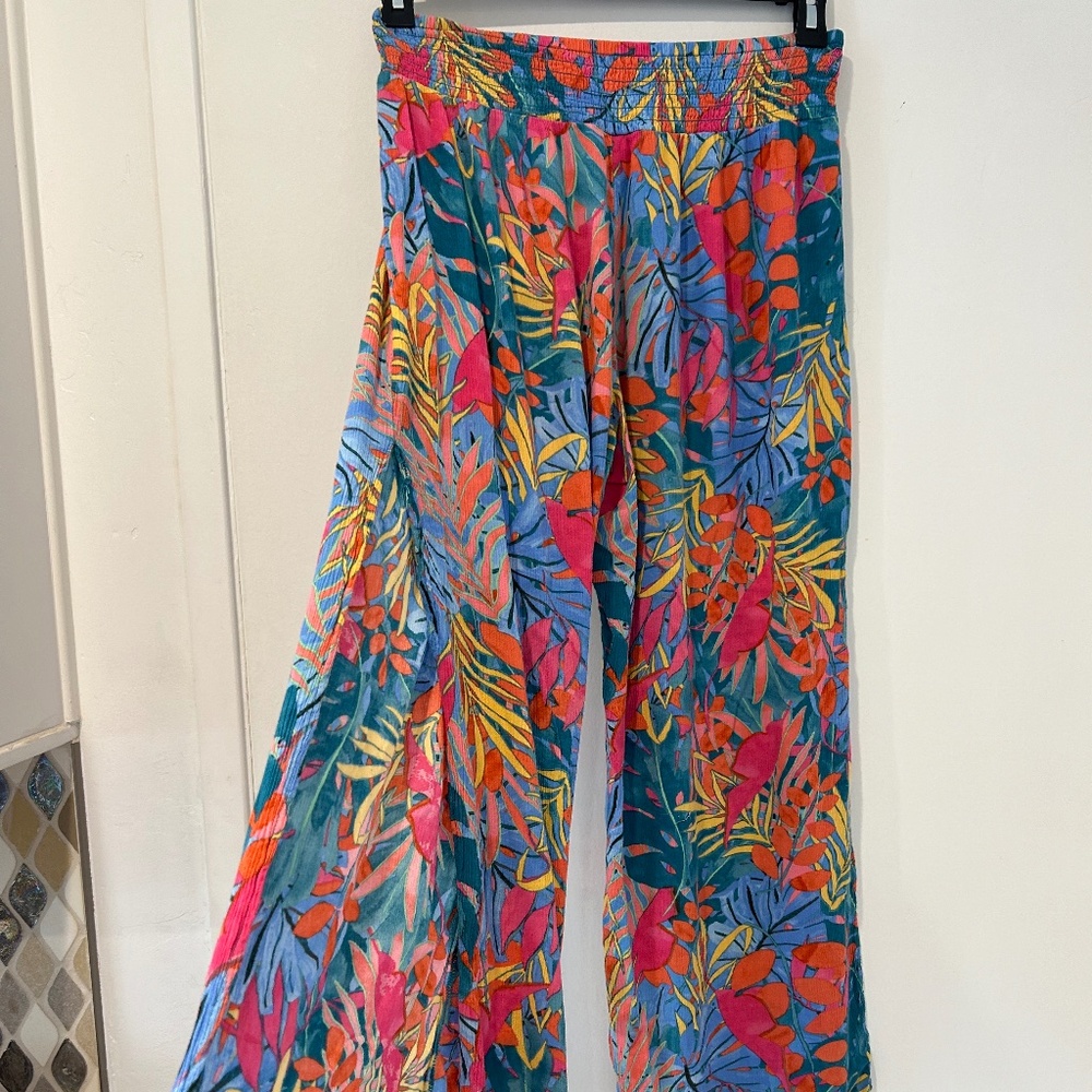 Floral print flowy plant pants